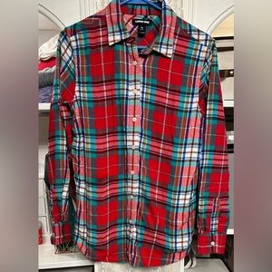 🩵4 items for $30- Lands End plaid flannel button down shirt. 066